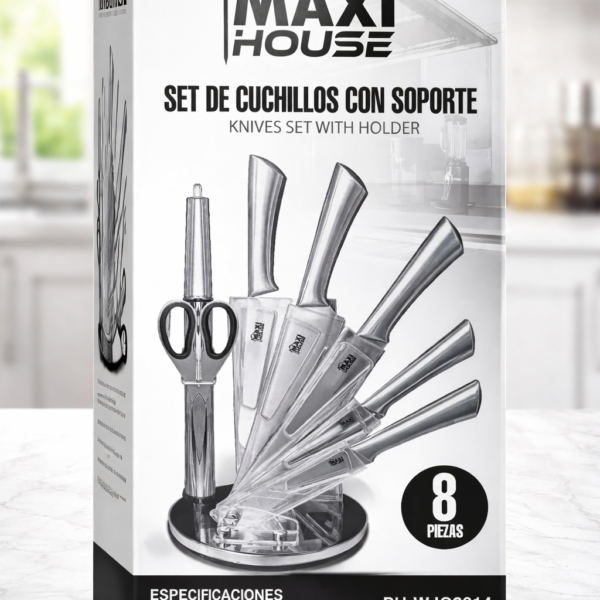Set de Cuchillos con Soporte Maxi House 8 Piezas REF MH-WJG3014