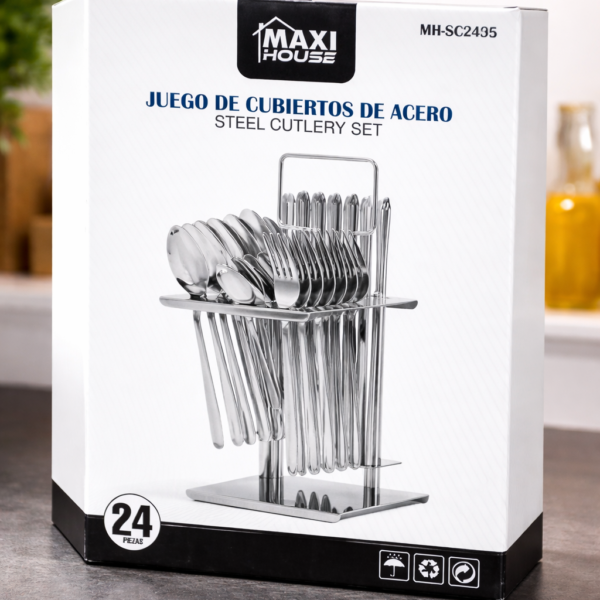 Set de Cubiertos 24 Piezas con Base – Maxi House REF MH-SC2422