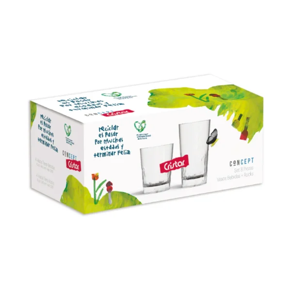 Set Vasos Tierra x8 Cristar — Vidrio Transparente REF 9836 EICPT